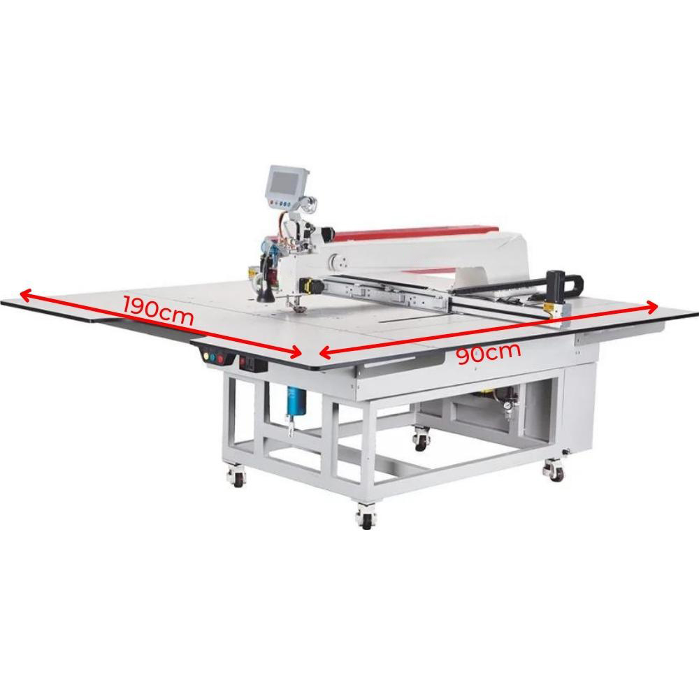 WHNL-19090LS MÁQUINA DE COSTURA PROGRAMÁVEL, CAMPO 1900MM X 900MM, COM BARRA DE AGULHA GIRATÓRIA E CORTE LASER