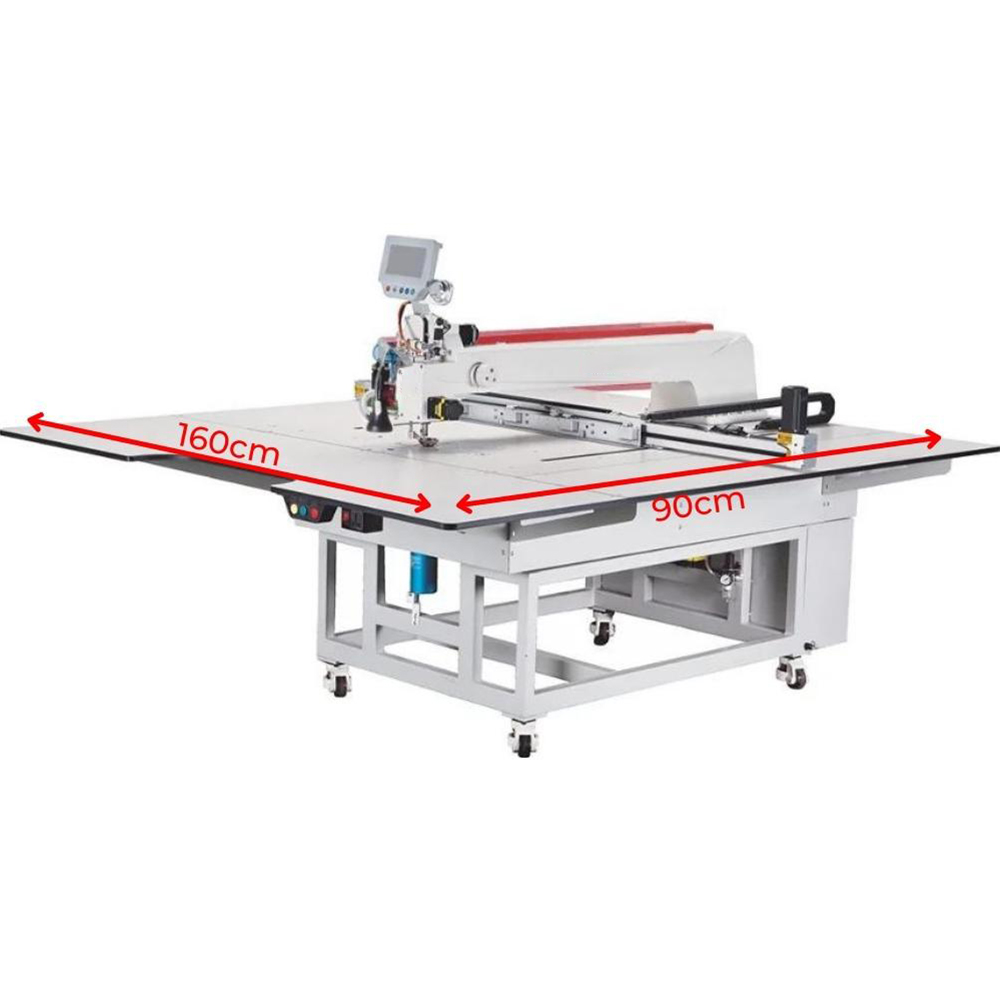 WHNL-16090LS MÁQUINA DE COSTURA PROGRAMÁVEL, CAMPO 1600MM X 900MM, COM BARRA DE AGULHA GIRATÓRIA E CORTE LASER