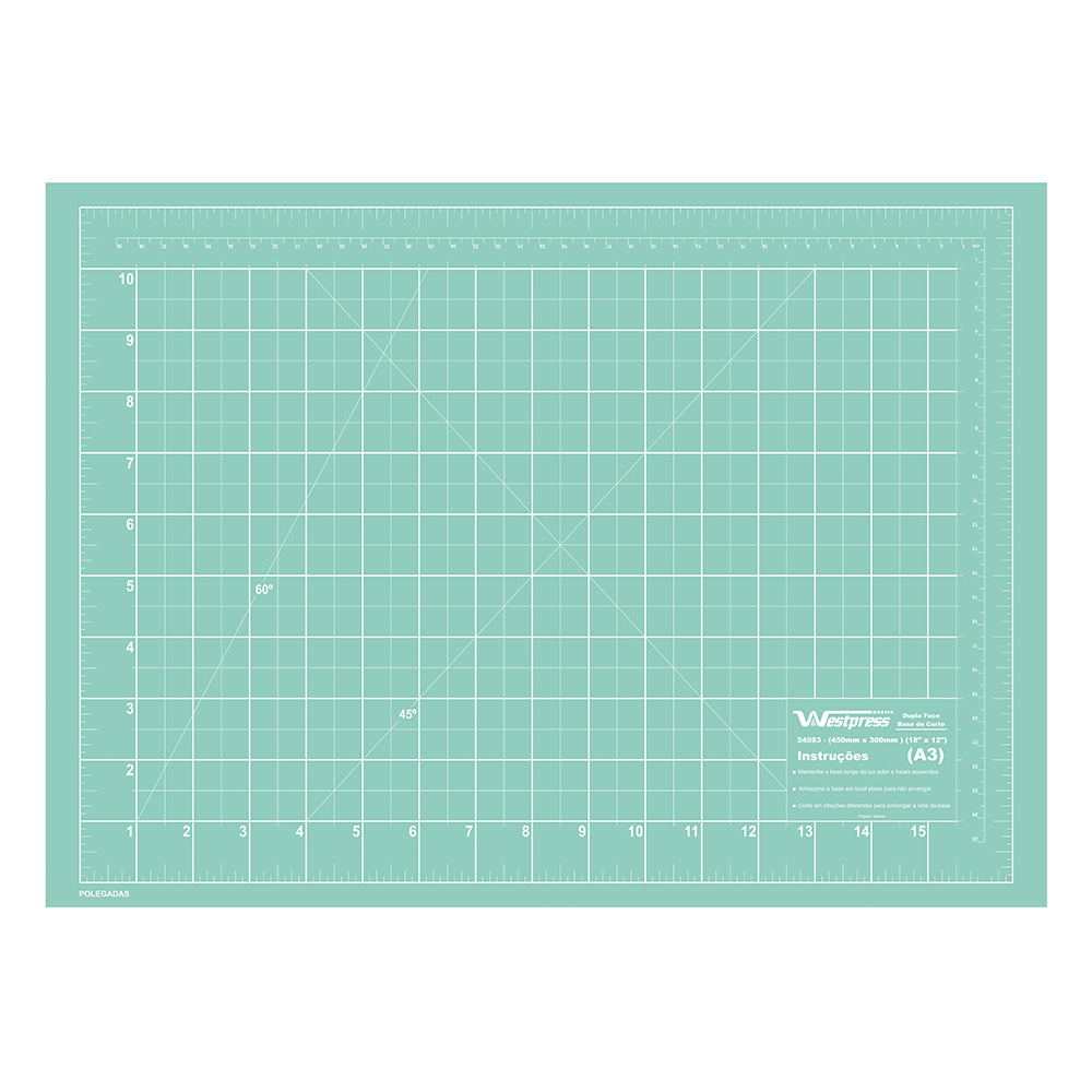 imagem prévia do produto: Base de Corte para Tecidos Patchwork e Scrapbook Frente e Verso - Turquesa
