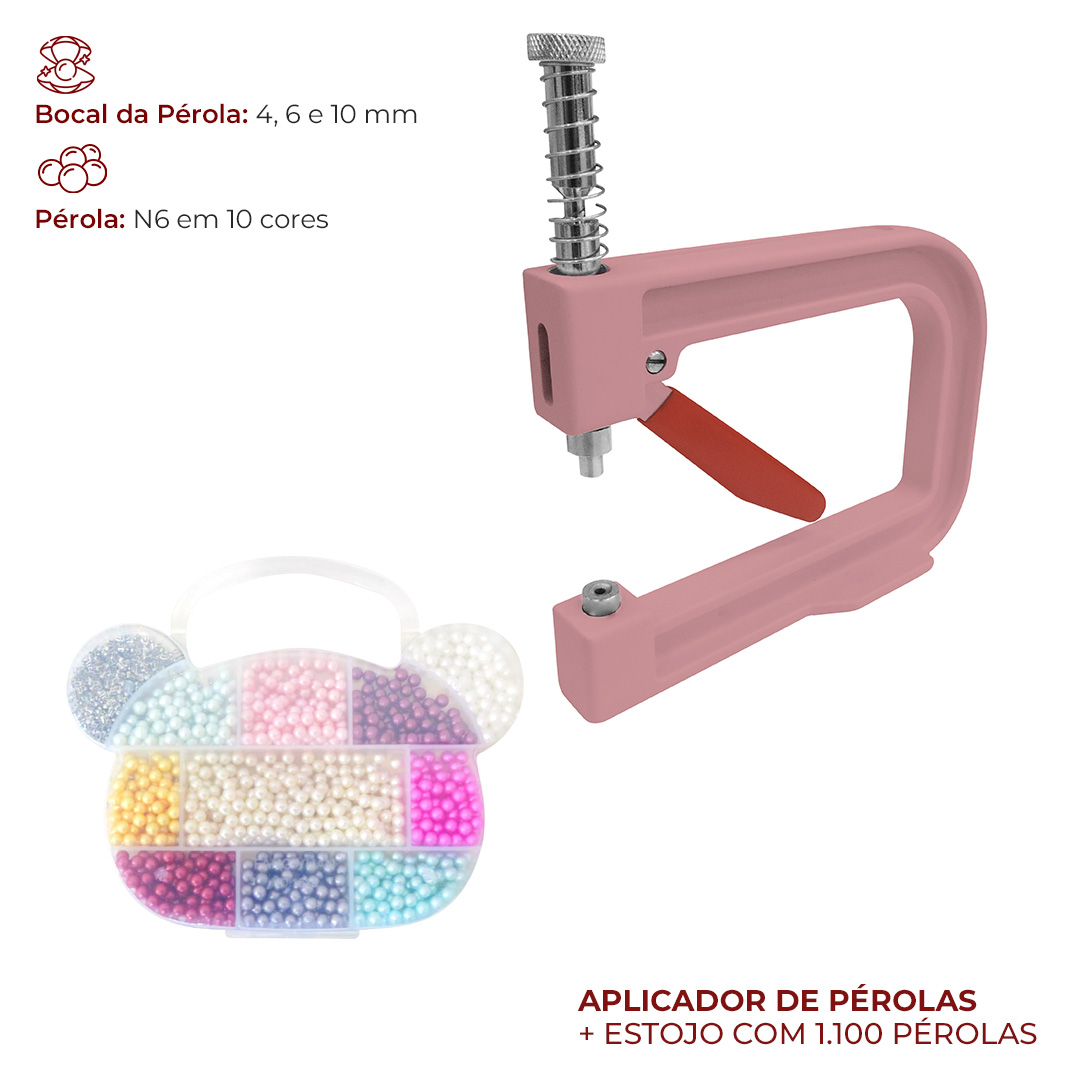 imagem prévia do produto: Kit estojo pérolas completas abs 6mm 10 cores 1100 peças