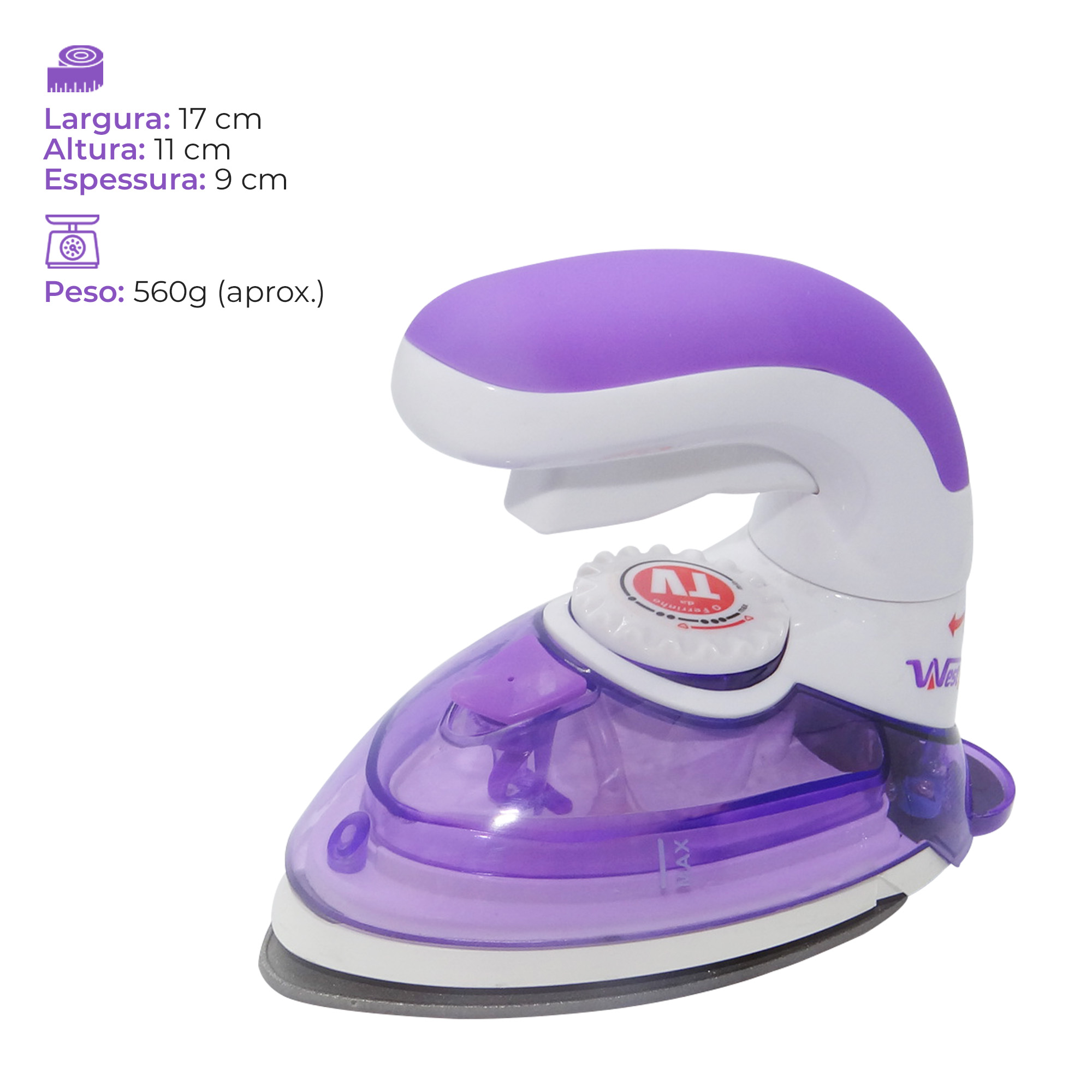 imagem prévia do produto: Mini Ferro de Viagem W-777 Roxo